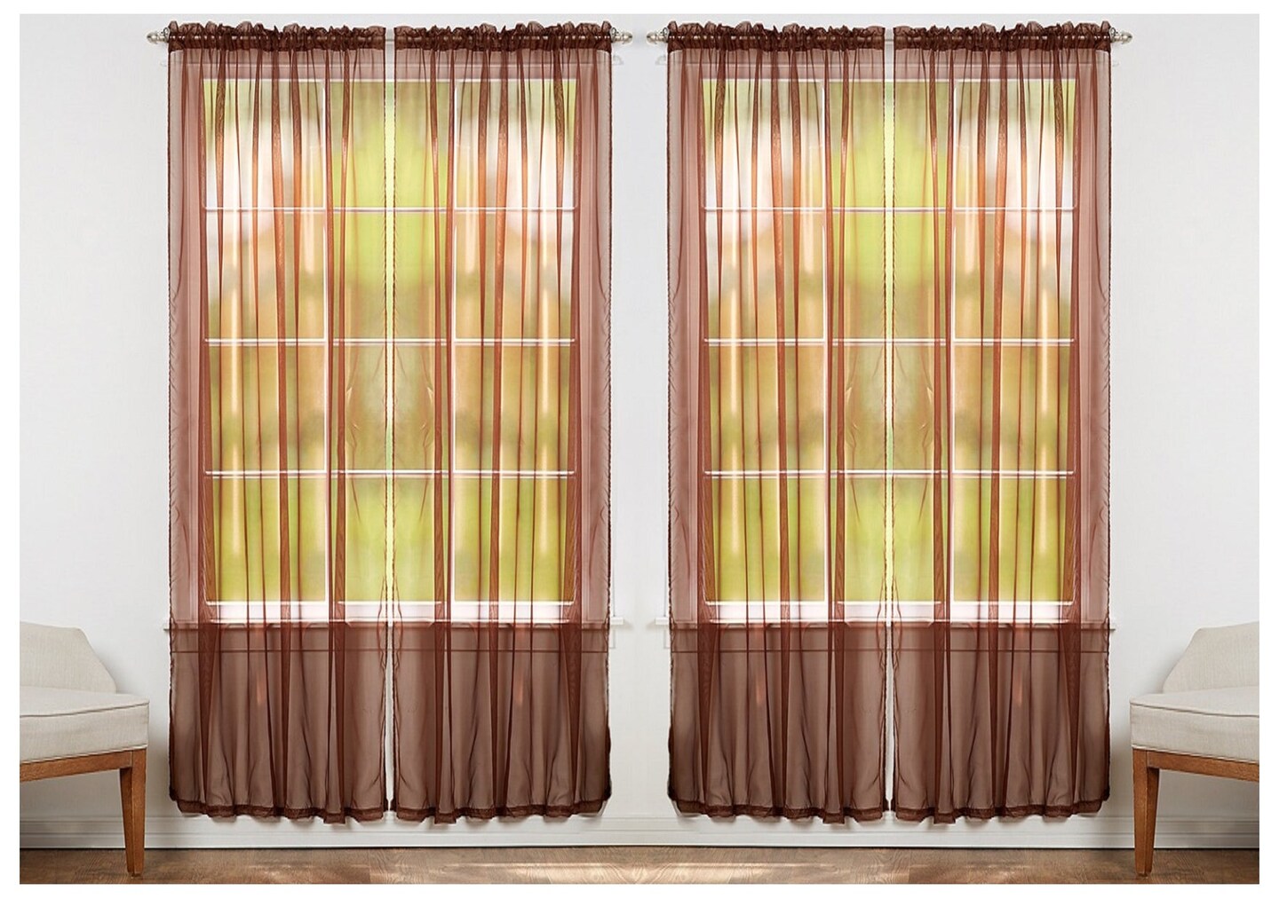 J&V TEXTILES 4-Pack Value: Solid Sheer Window Curtain Panels