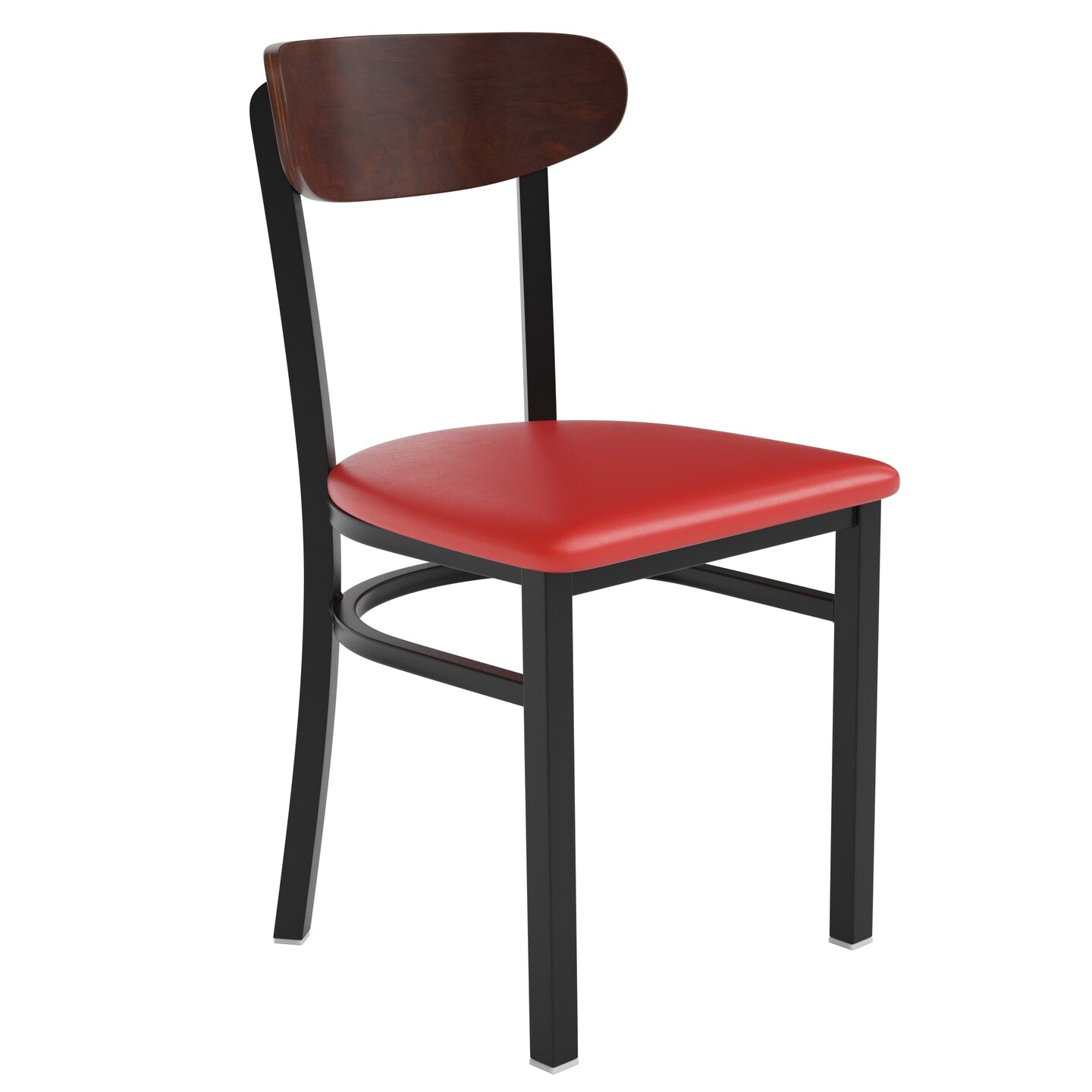 Emma and Oliver Yara Industrial Dining Chair with Rolled Steel Frame and Solid Wood Seat - 500 lbs. Static Weight Capacity