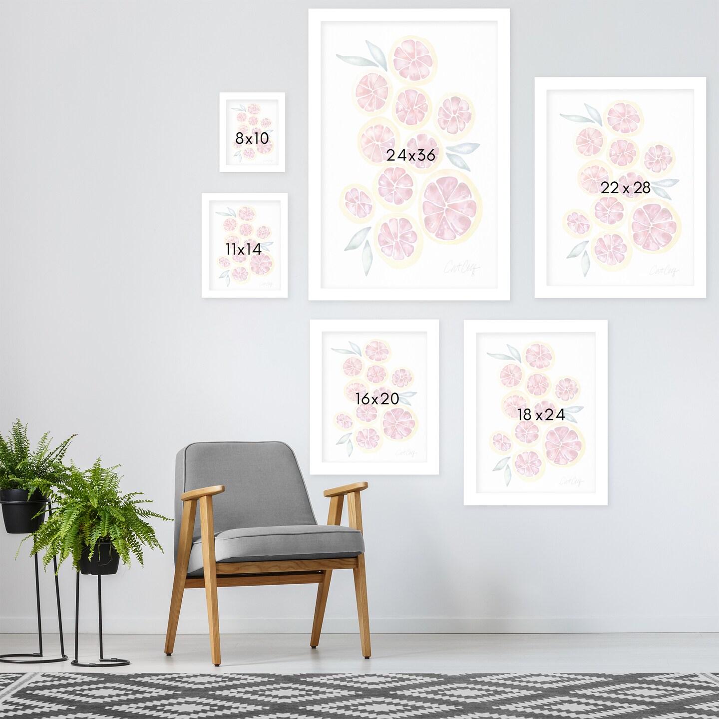 Grape Fruit Slices by Cat Coquillette Frame  - Americanflat