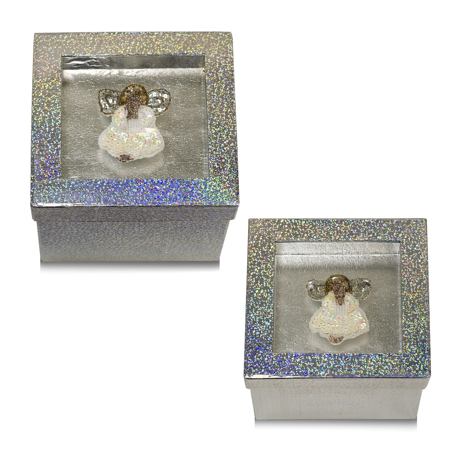 Hologram Gift Box Set with Decorative Angel Sequin Applique/Patch/ 2 Pc Set