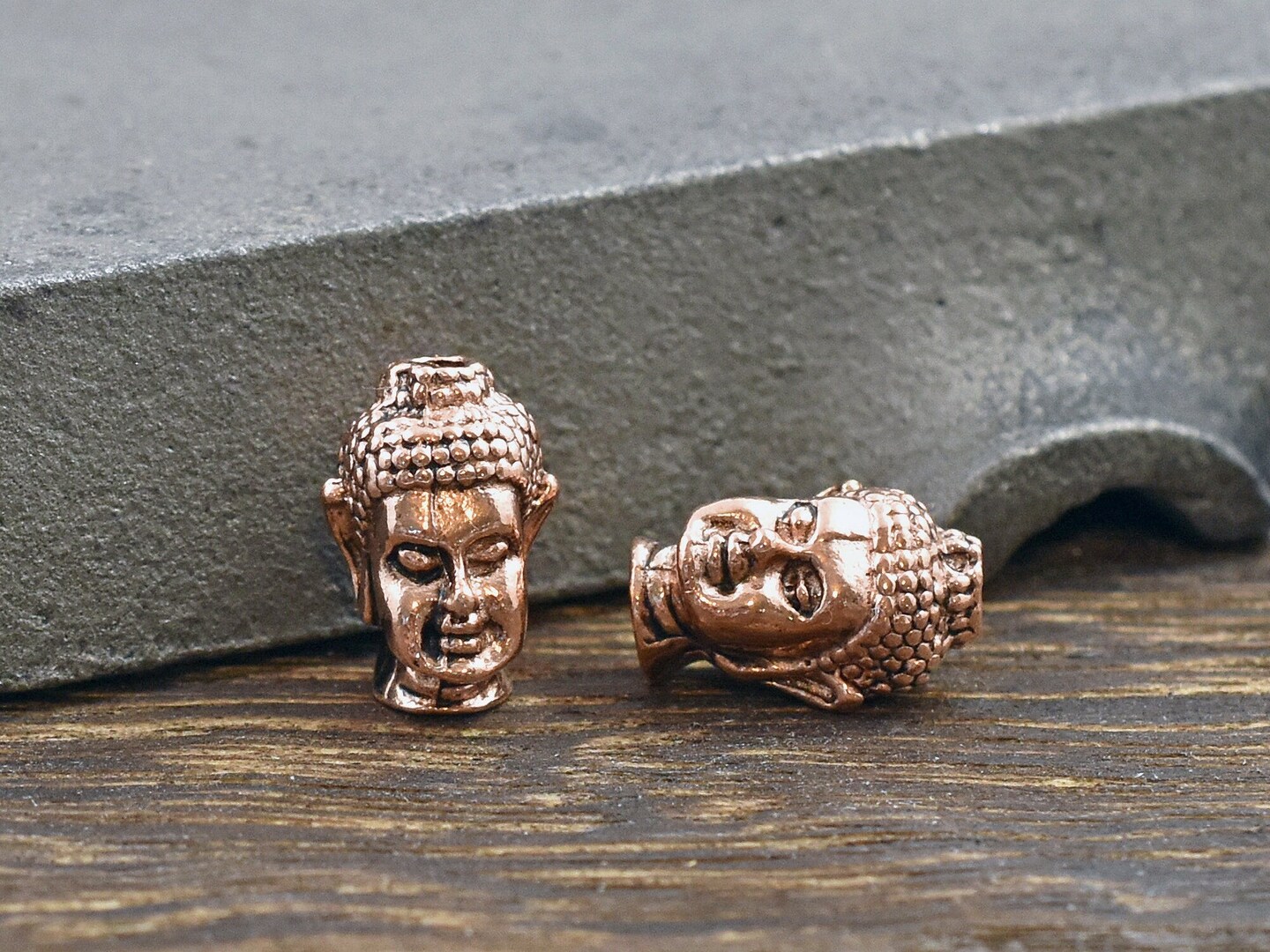 Buddha Beads - Buddha Head Bead - Mala Beads - Meditation Beads - 13x8mm - 10 Beads -- Choose Your color