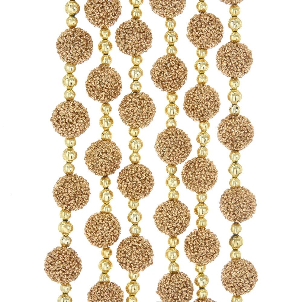 KSA Gold Glittered Ball Christmas Garland