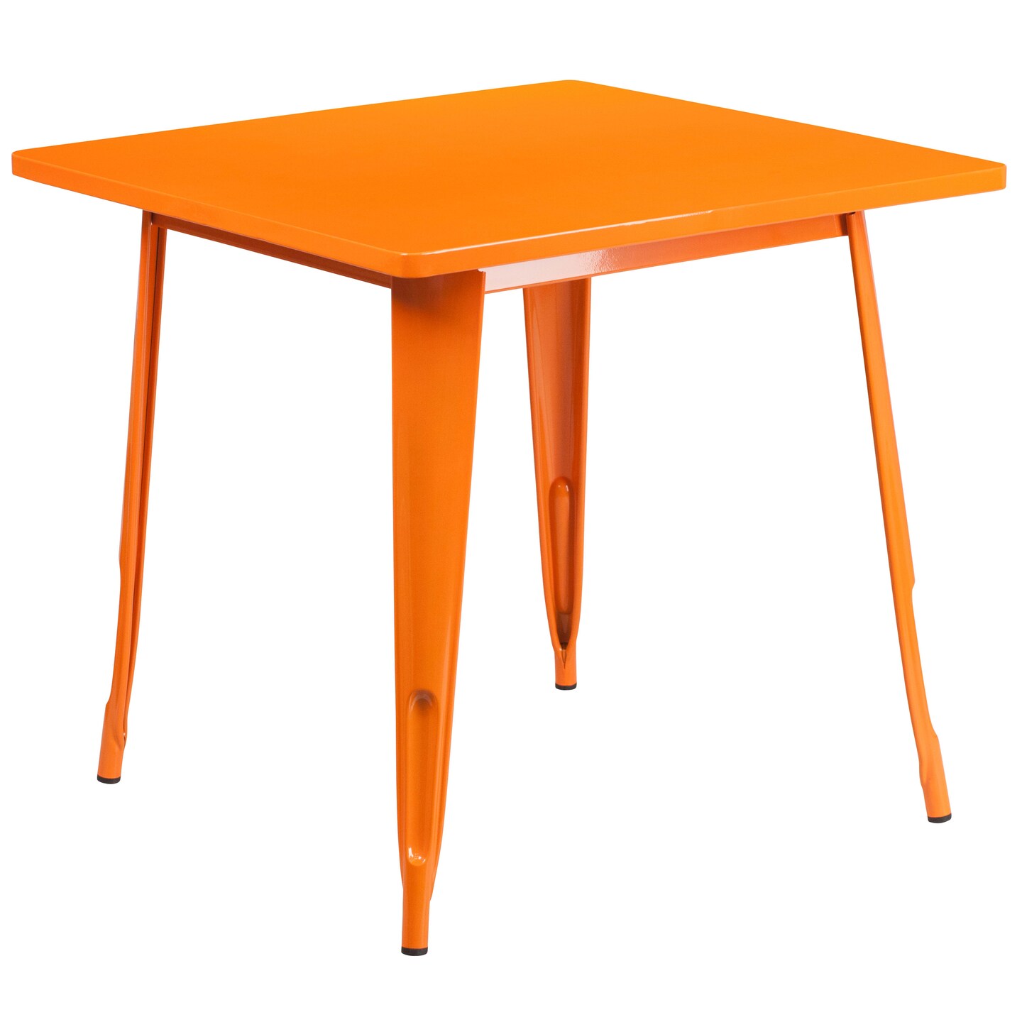 Emma and Oliver Commercial Grade 31.5" Square Metal Indoor-Outdoor Table Set with 4 Arm Chairs