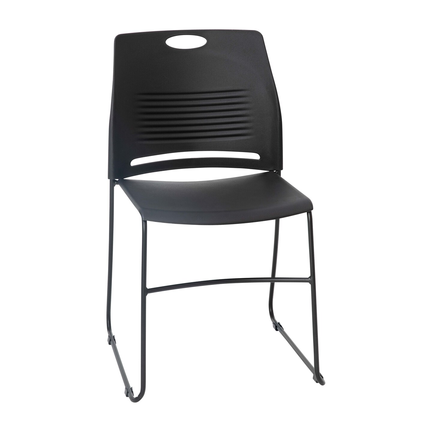 Emma and Oliver Arcana Series Heavy Duty 660 lb. Capacity Ergonomic Polypropylene Stack Chair with Perforated Back and Steel Sled Base
