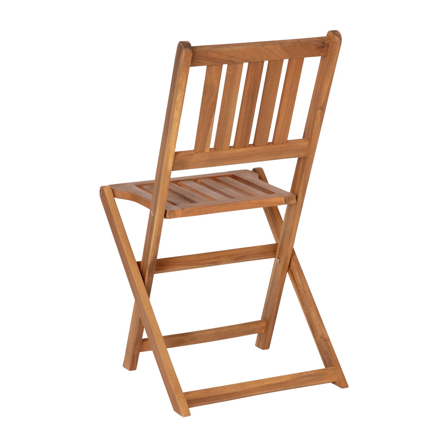 Merrick Lane Stora Three Piece Solid Acacia Wood Folding Patio Bistro Set with Lightweight Round Table and Two Chairs