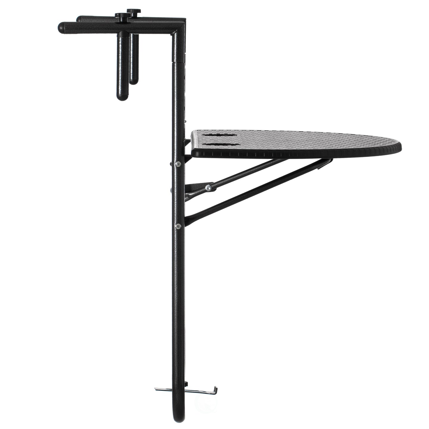 Indoor and Outdoor Rattan Decorative Plastic Foldable Balcony Table, Black