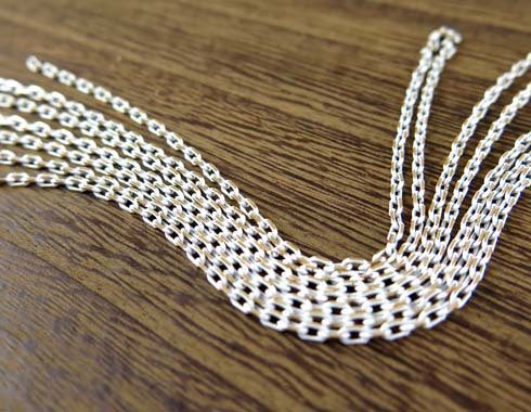 Two Tone Diamond Cut White Enamel on Brass Cable Chain (4') (C900)