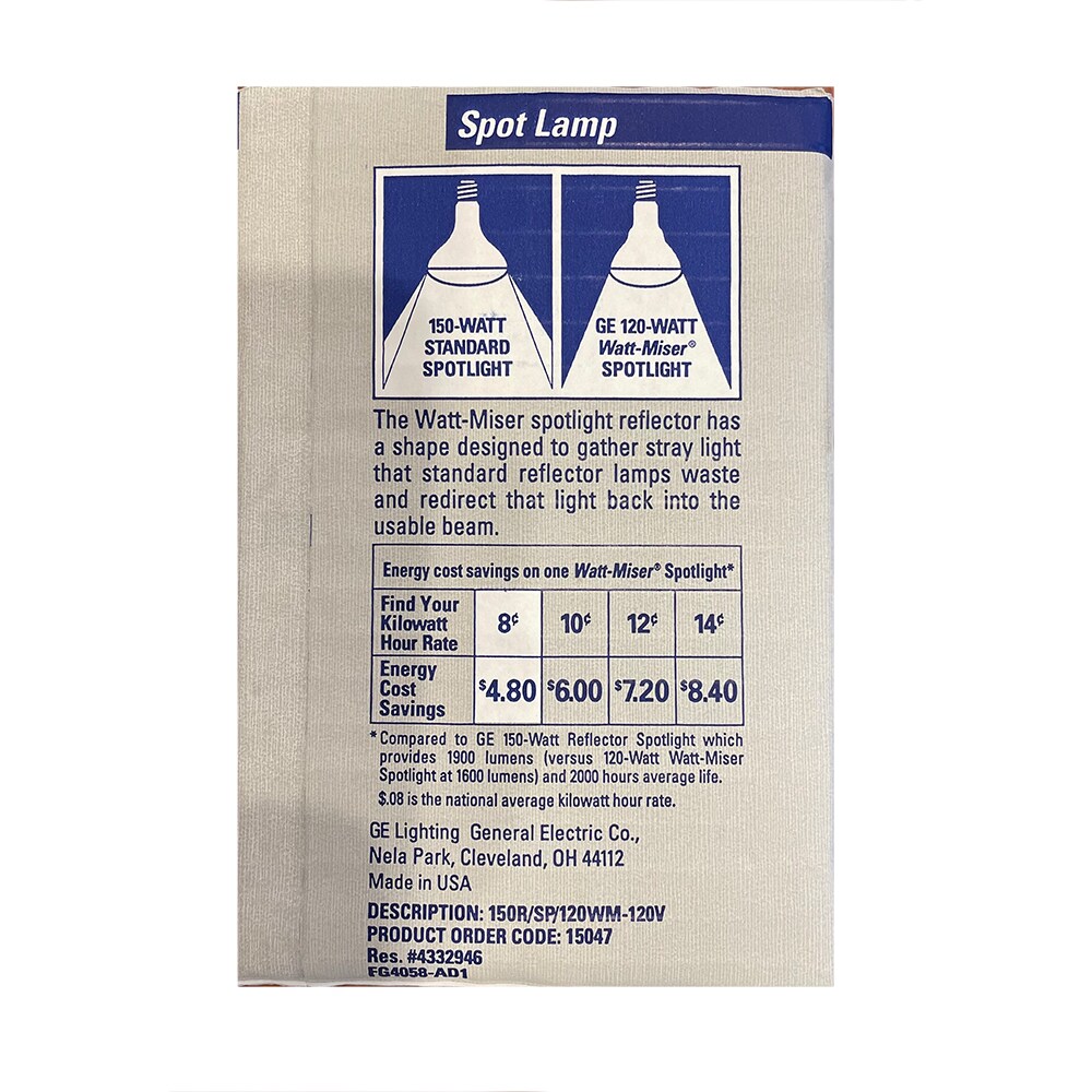 GE 120W R40 Spot Watt-Miser Incandescent Bulb - 150w Equiv