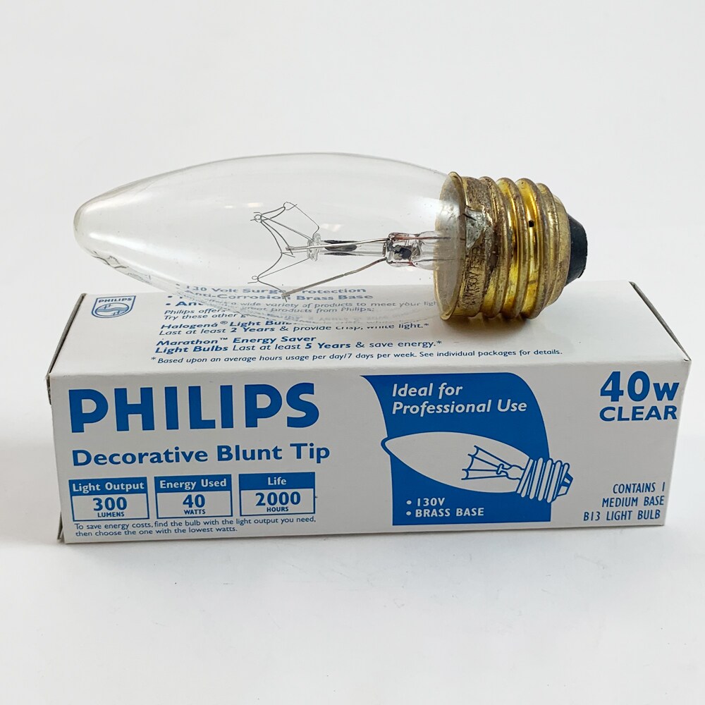 Philips 40w B13 Torpedo Decorative Blunt Tip Incandescent Light Bulb