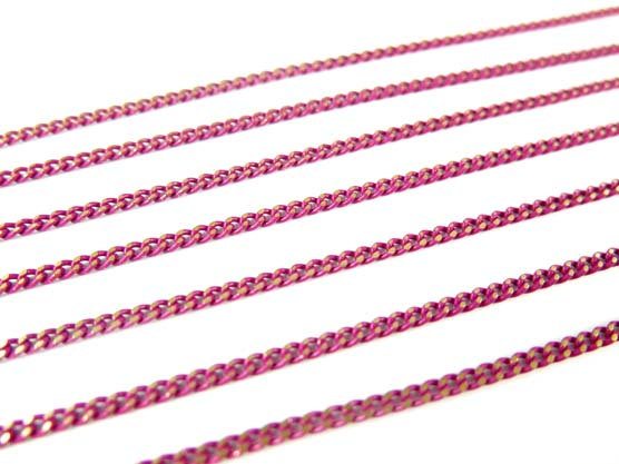 Two Tone Dark Pink Enamel on Brass Curb Chain (4&#x27;) (C911)