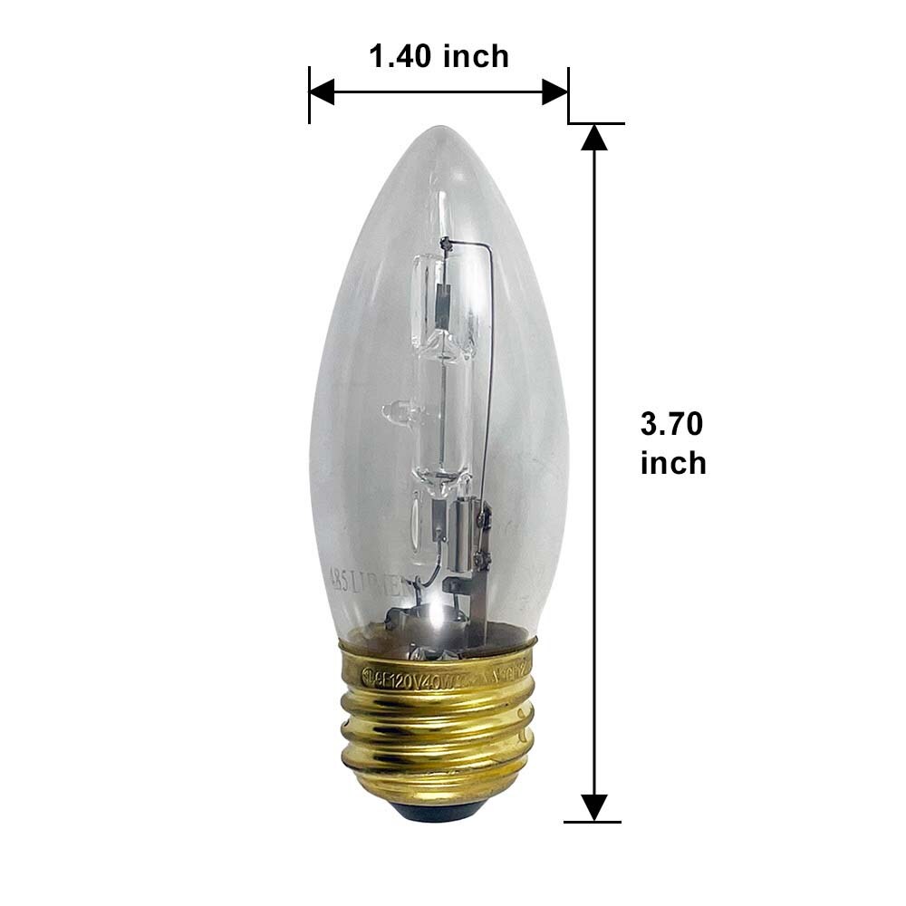 GE 40w 120v B10 E26 Base Halogen Chandelier Bulb