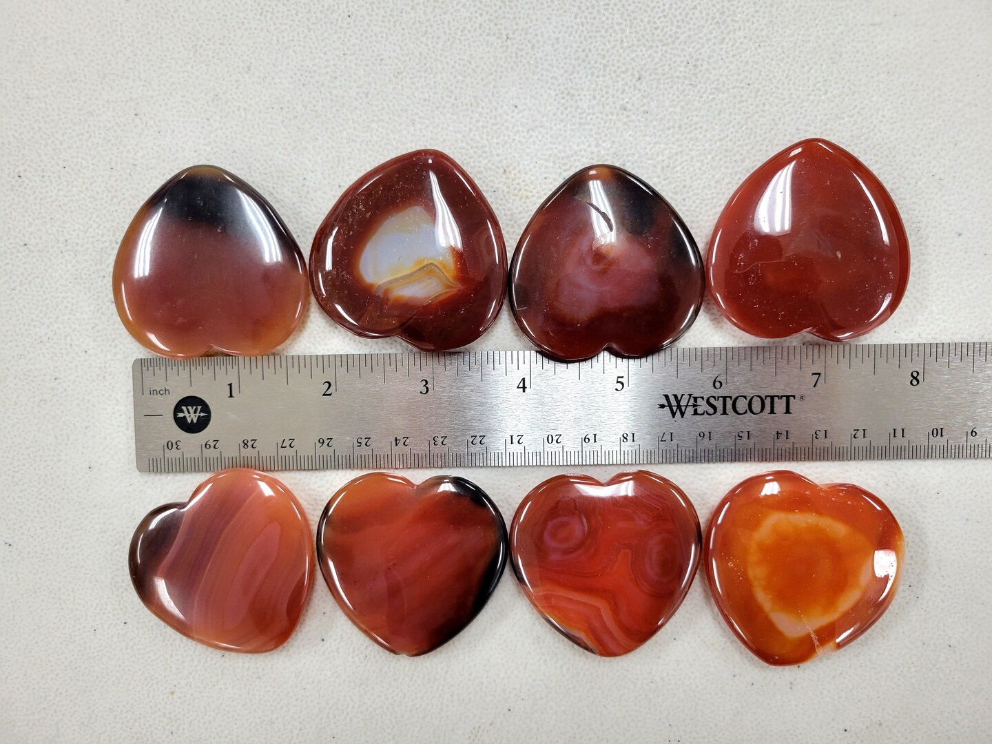 Carnelian Crystal Heart Palm Stones