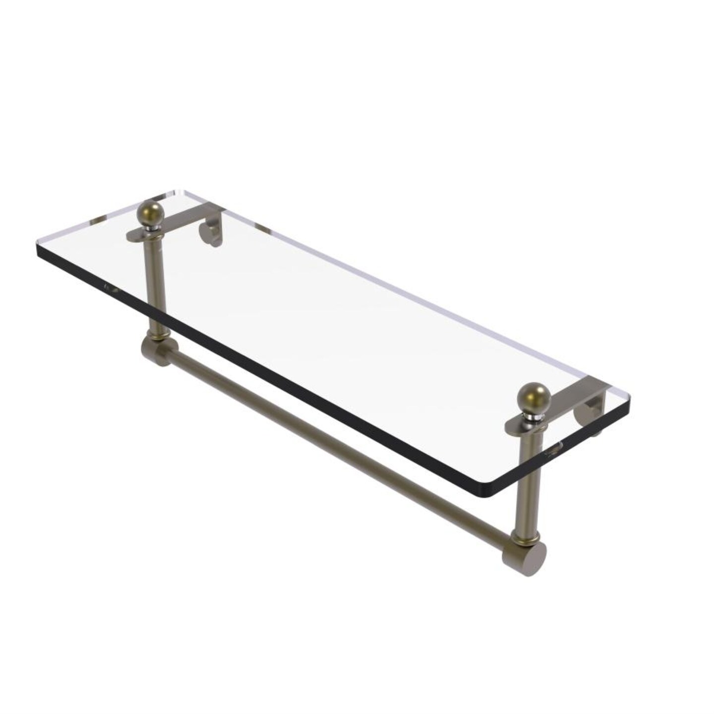 16 Inch Glass Vanity Shelf with Integrated Towel Bar PR1/16TBABR