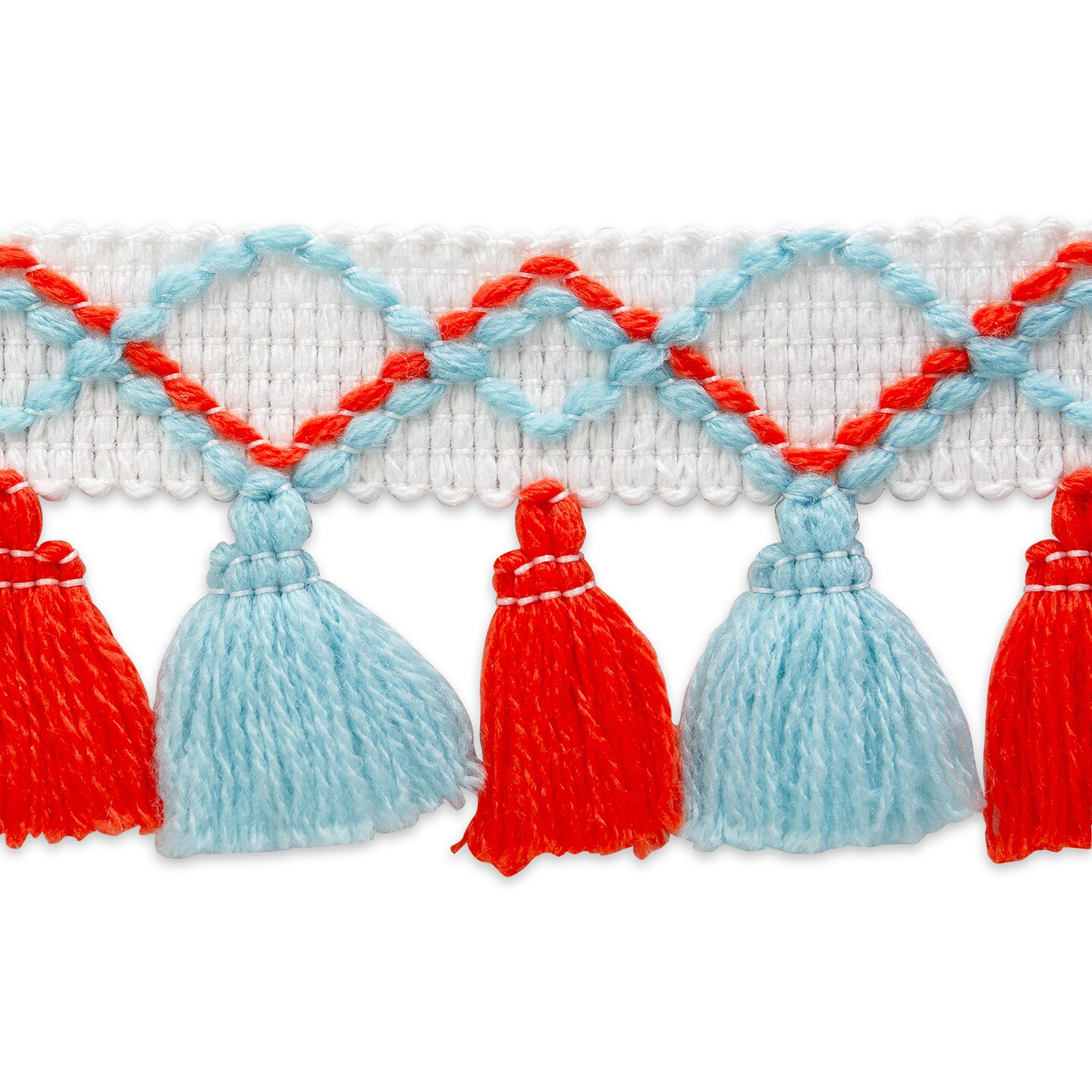 5 Yards of Stitched Trim Geo Diamond Tassel Trim | 5 yard cut