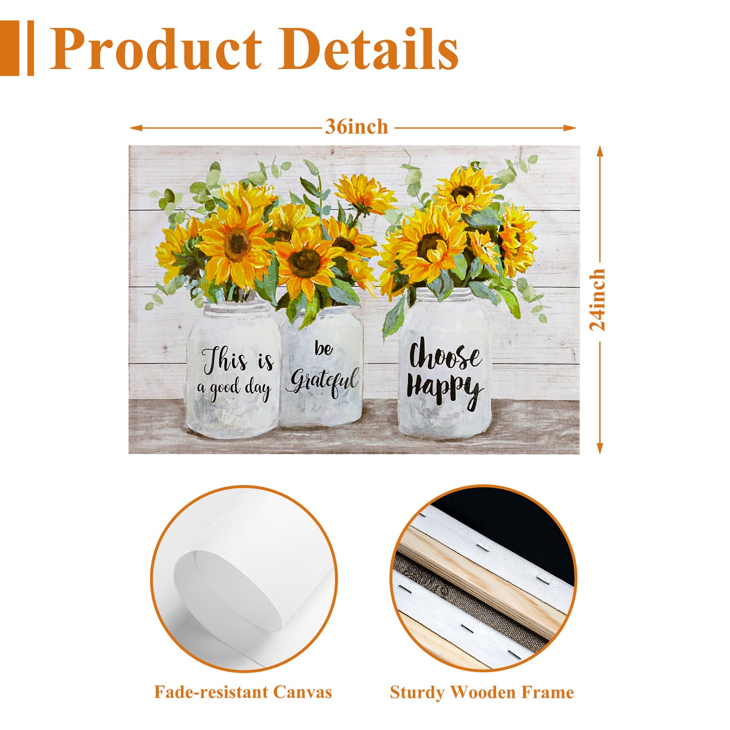Sunflower Wall Decor Canvas Wall Art Framed Wall Art
