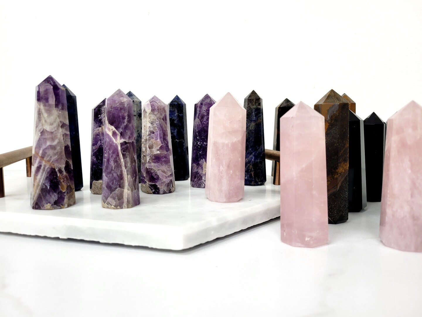 Hand-Polished Crystal Tower Point Obelisk - 8 sided