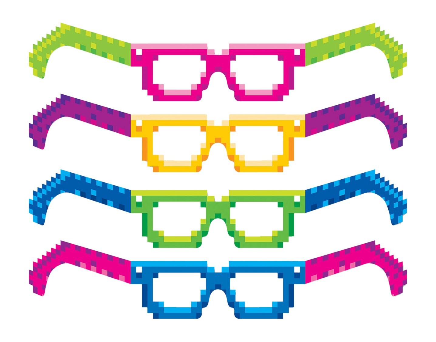 Retro 8-Bit Eyeglasses: 12 Pairs for Fun and Style