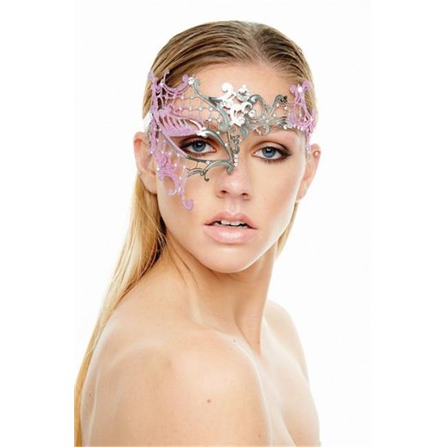 Phantom of the Opera Inspired Laser Cut Masquerade Mask with Pink Glitter &  Rhinestones, 5 x 9 in. - One Size