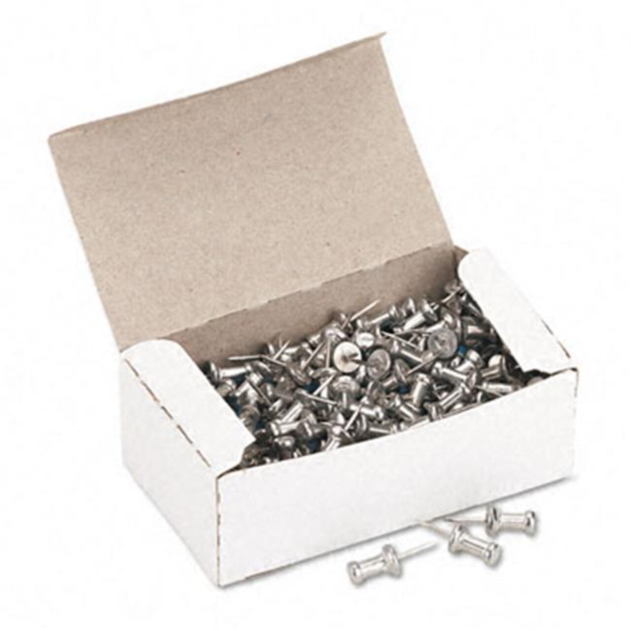Advantus CPAL3 Aluminum Head Push Pins Steel 3/8 Point Silver 100 per ...
