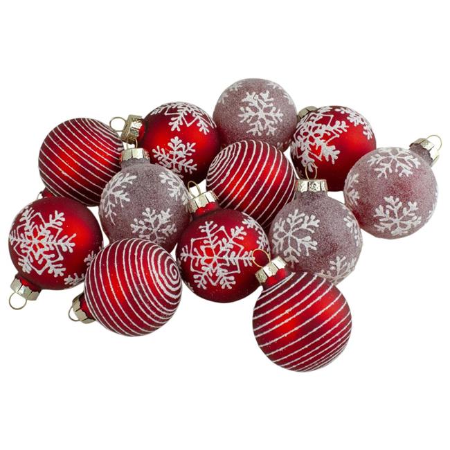 NorthLight 34313356 1.75 in. Red Glass Christmas Ornaments - Set ...