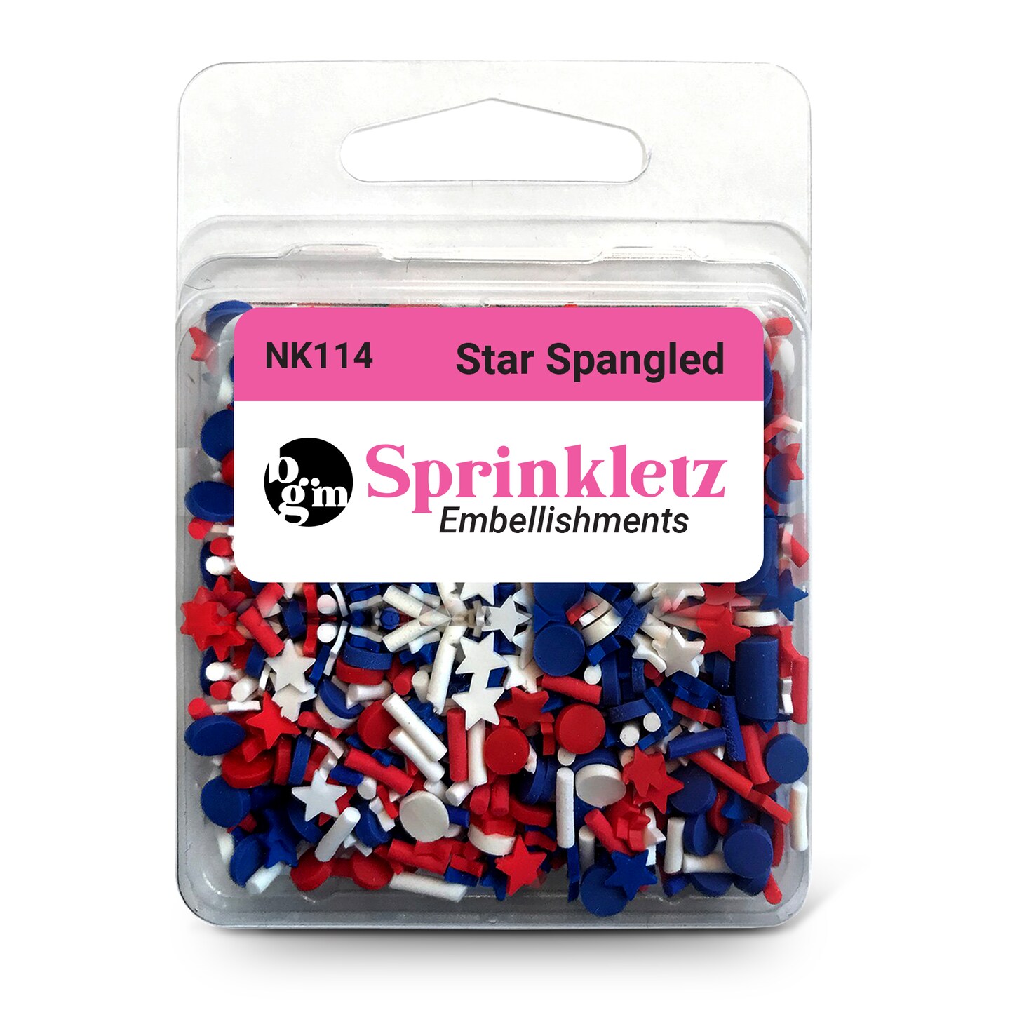 Buttons Galore Sprinkletz Embellishments for Crafts, Tiny Polymer Clay Shapes &#x26; Unique Designs - Star Spangled - 3 Pack