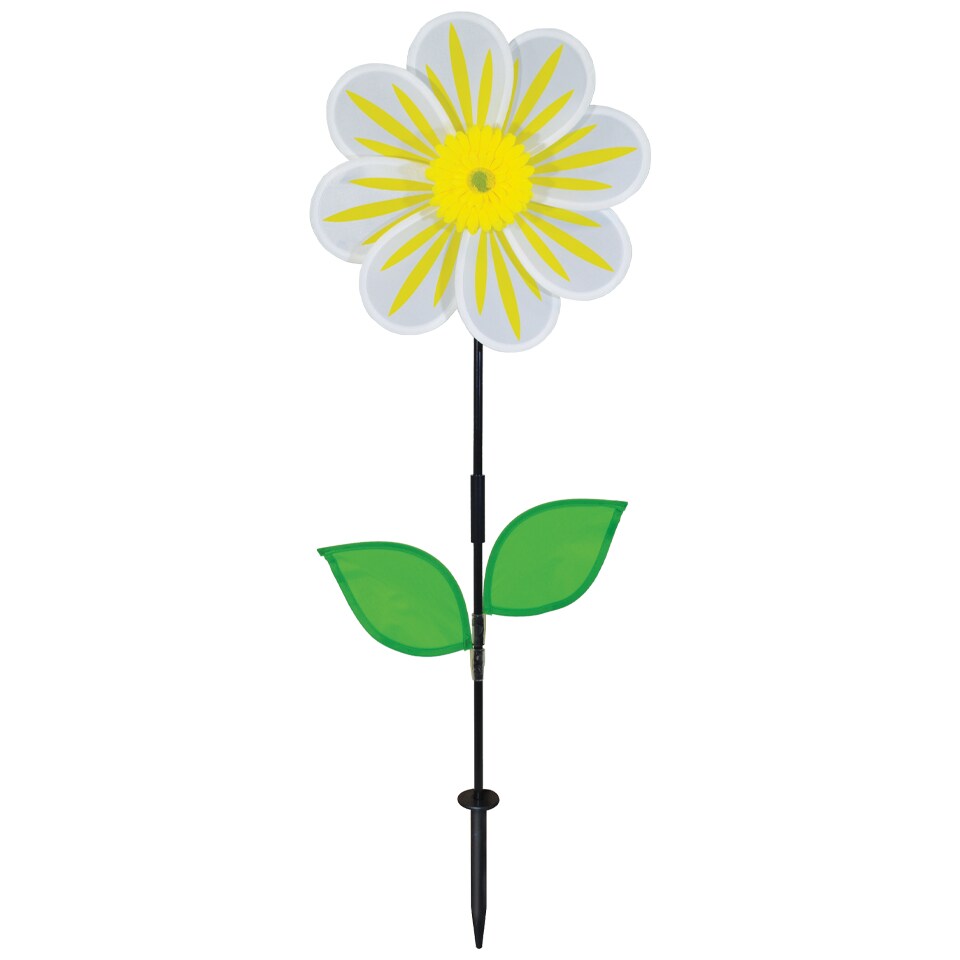 In the Breeze 2686 - 13 Inch White Daisy Flower Spinner- Colorful Spinner for your Yard and Garden