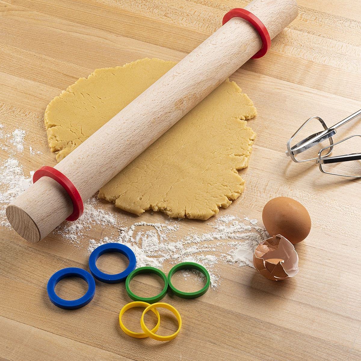 Mrs. Anderson&#x27;s Baking Silicone Rolling Pin Rings - 8 Piece Set