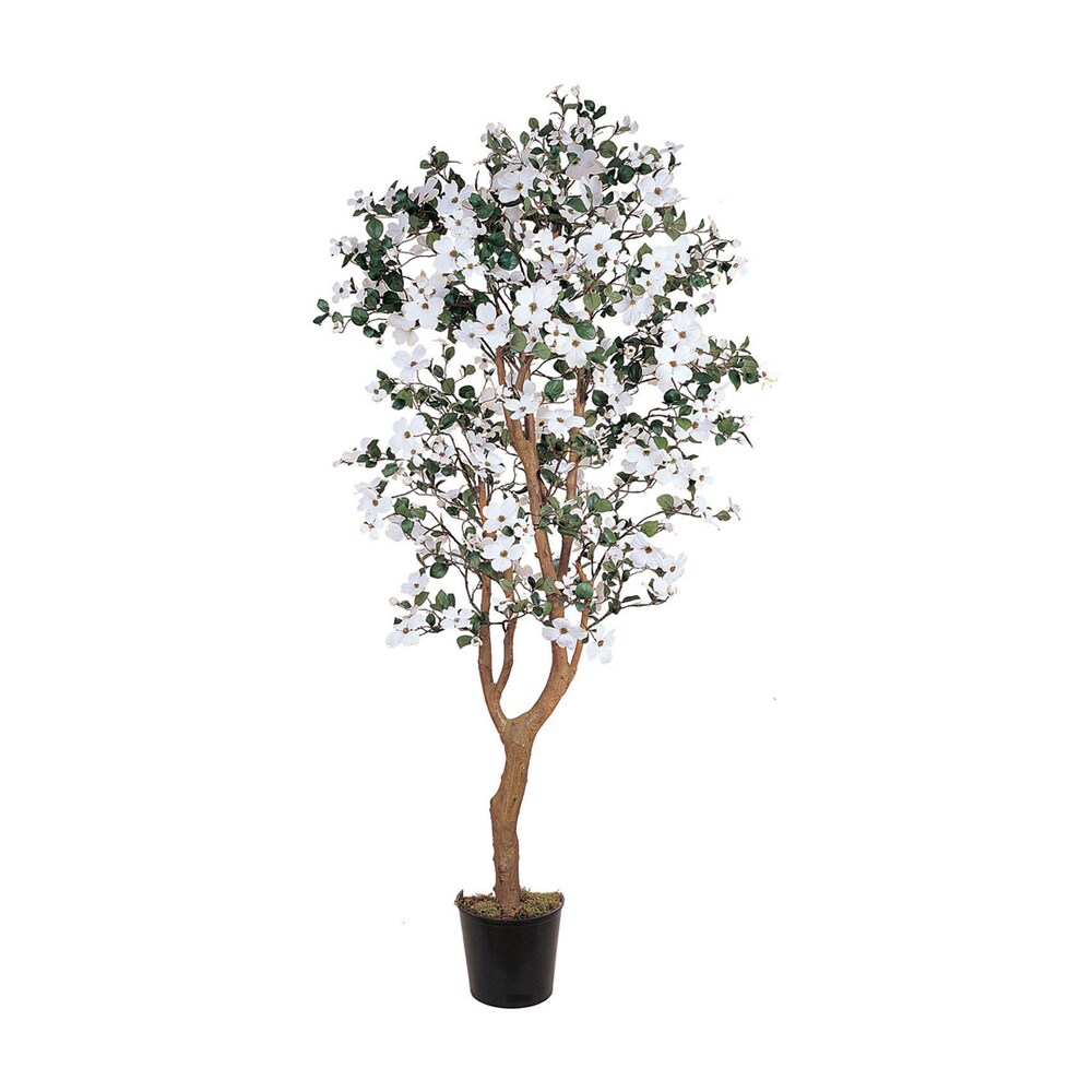 Nearly Natural 5&#x27; Dogwood Silk Tree, White