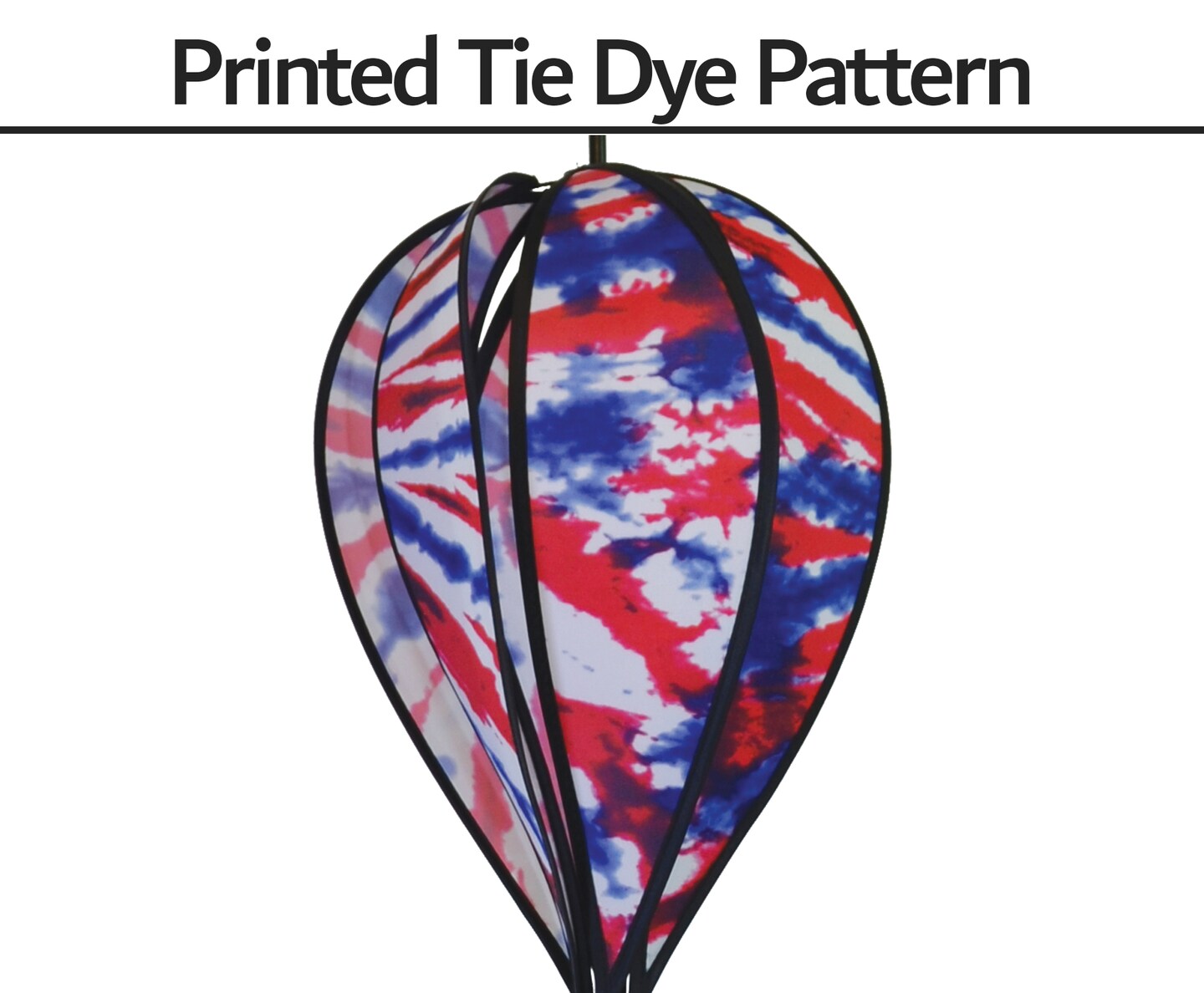 In the Breeze 0981 - Red, White and Blue Tie Dye Hot Air Balloon Spinner - Outdoor Hanging Decoration