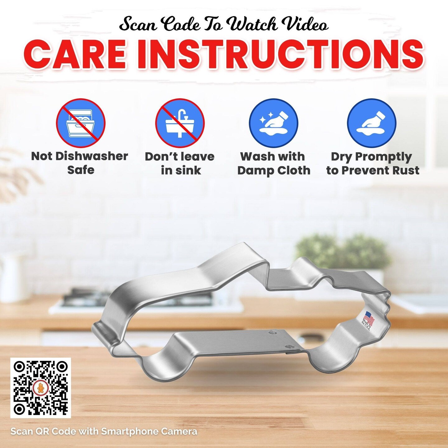 Convertible Car Cookie Cutter 4.5 in, CookieCutter.com, Tin Plated Steel, Handmade in the USA