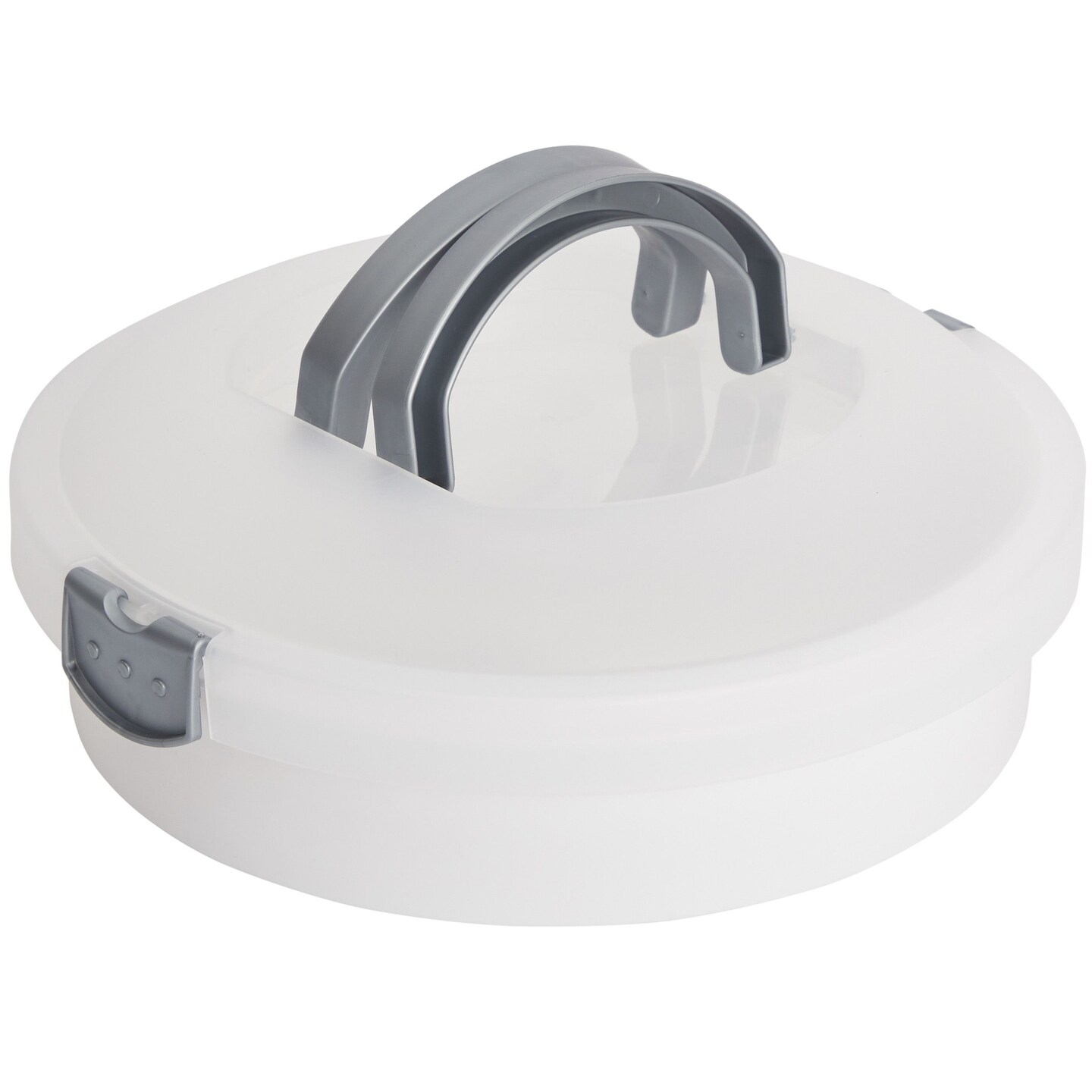 Round Cake Carrier with Lid and Handle for Desserts, Pies, Cupcakes, Deviled Eggs (White, 12 x 4 In)