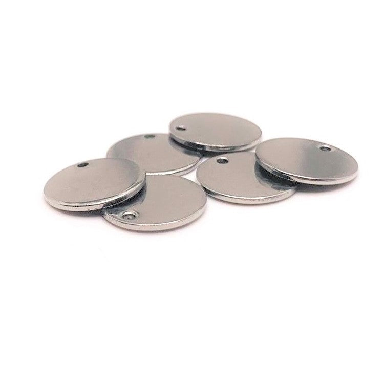 4, 20 or 50 Pieces: 13 mm Silver Stainless Steel Stamping Tag Blanks