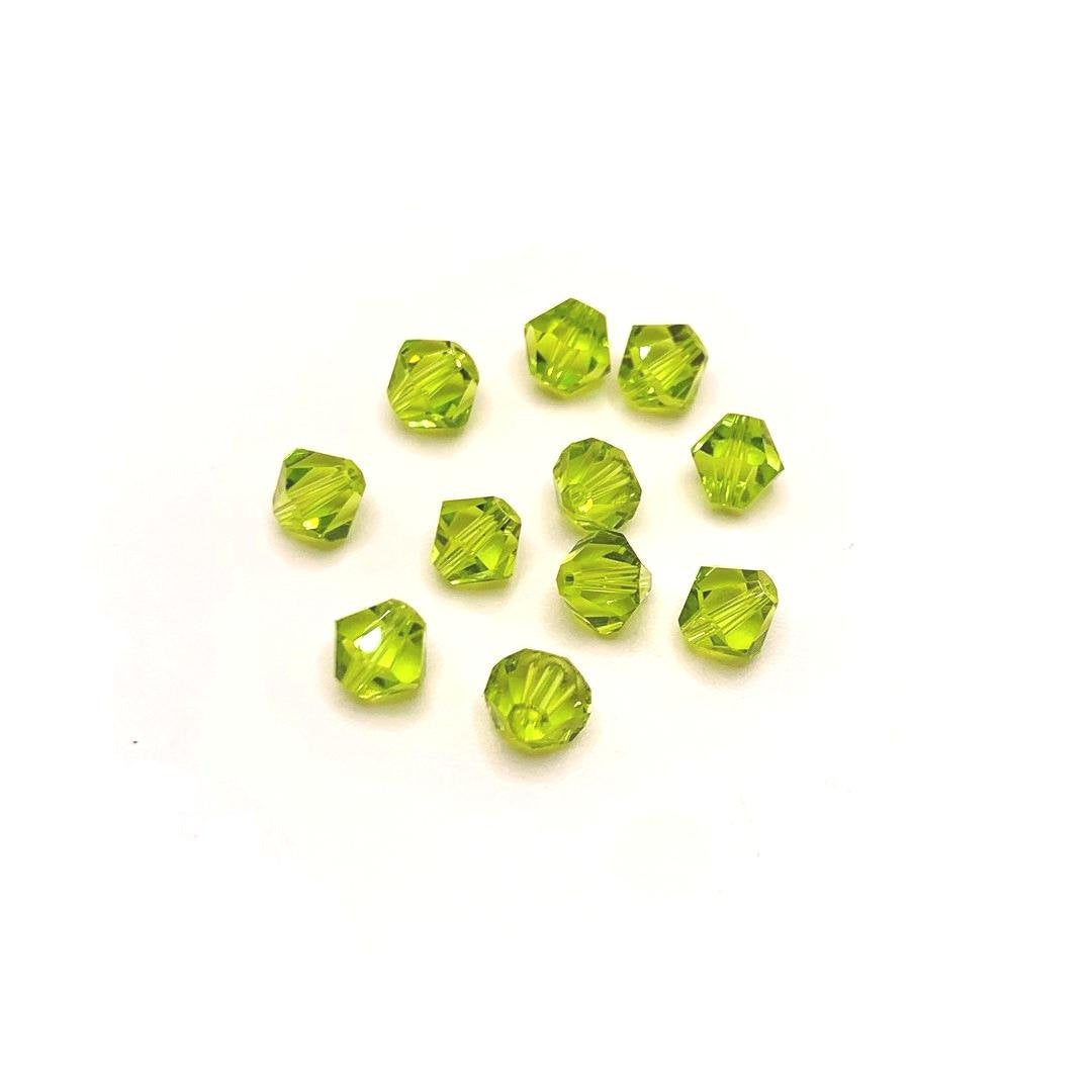 4, 20 or 50 Pieces: 6 mm Bicone Light Green Imitation Crystal August Birthstone Beads