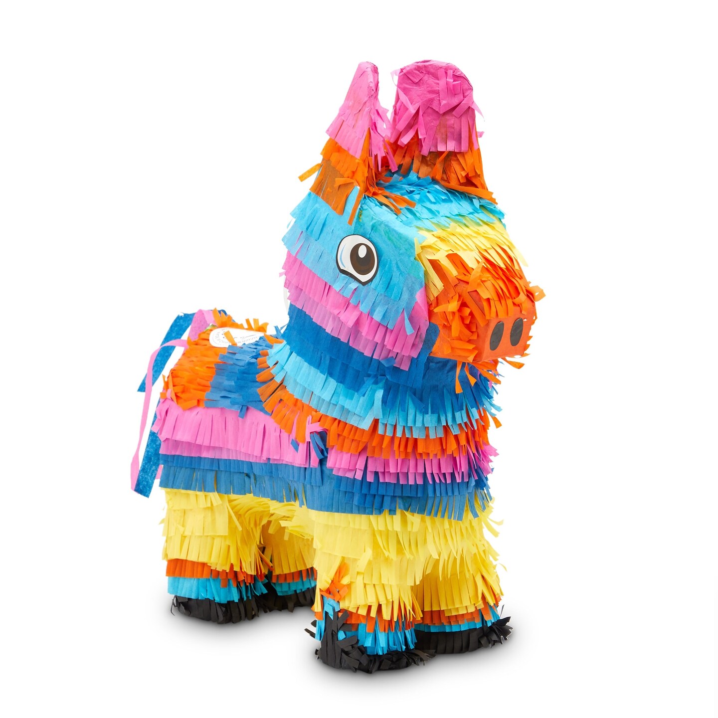 Small Rainbow Donkey Pinata for Birthday Party Decorations, Cinco de Mayo, Mexican Fiesta (12.5 x 15 x 4.7 In)