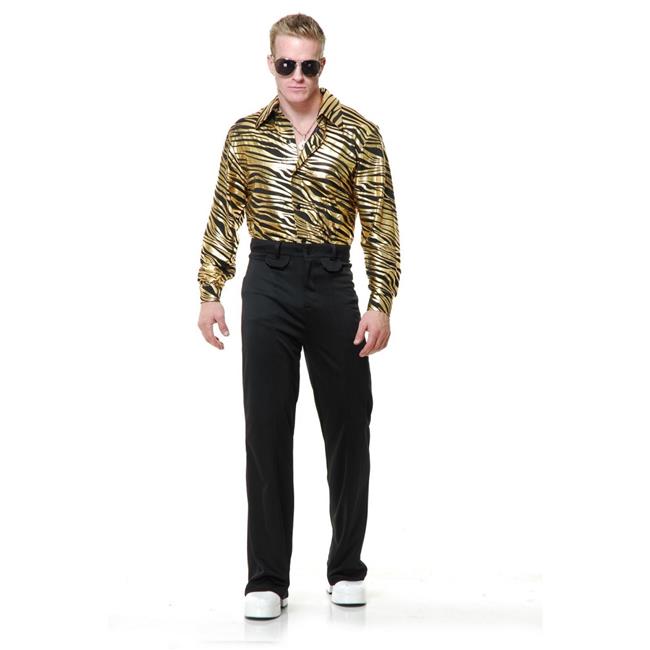 Charades 409087 Mens Zebra Print Disco Shirt, Gold - Extra Small | Michaels