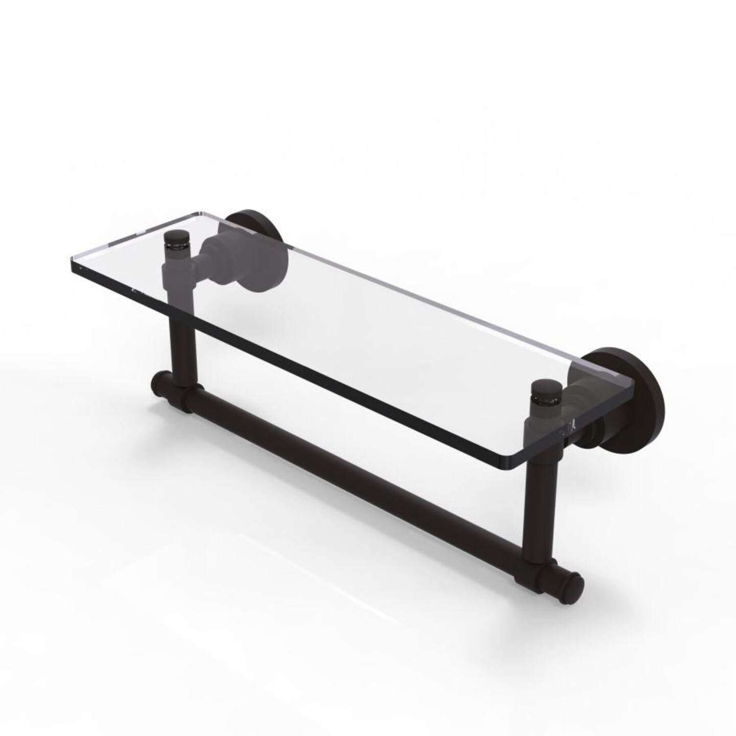 Washington Square Collection 16 Inch Glass Vanity Shelf with Integrated Towel Bar WS1TB/16