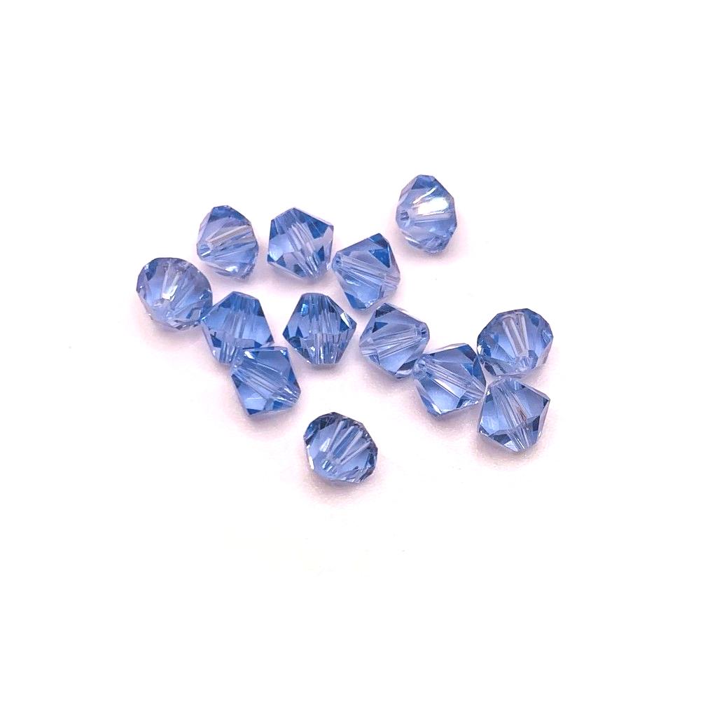 4, 20 or 50 Pieces: 6 mm Bicone Light Blue Imitation Crystal December Birthstone Beads