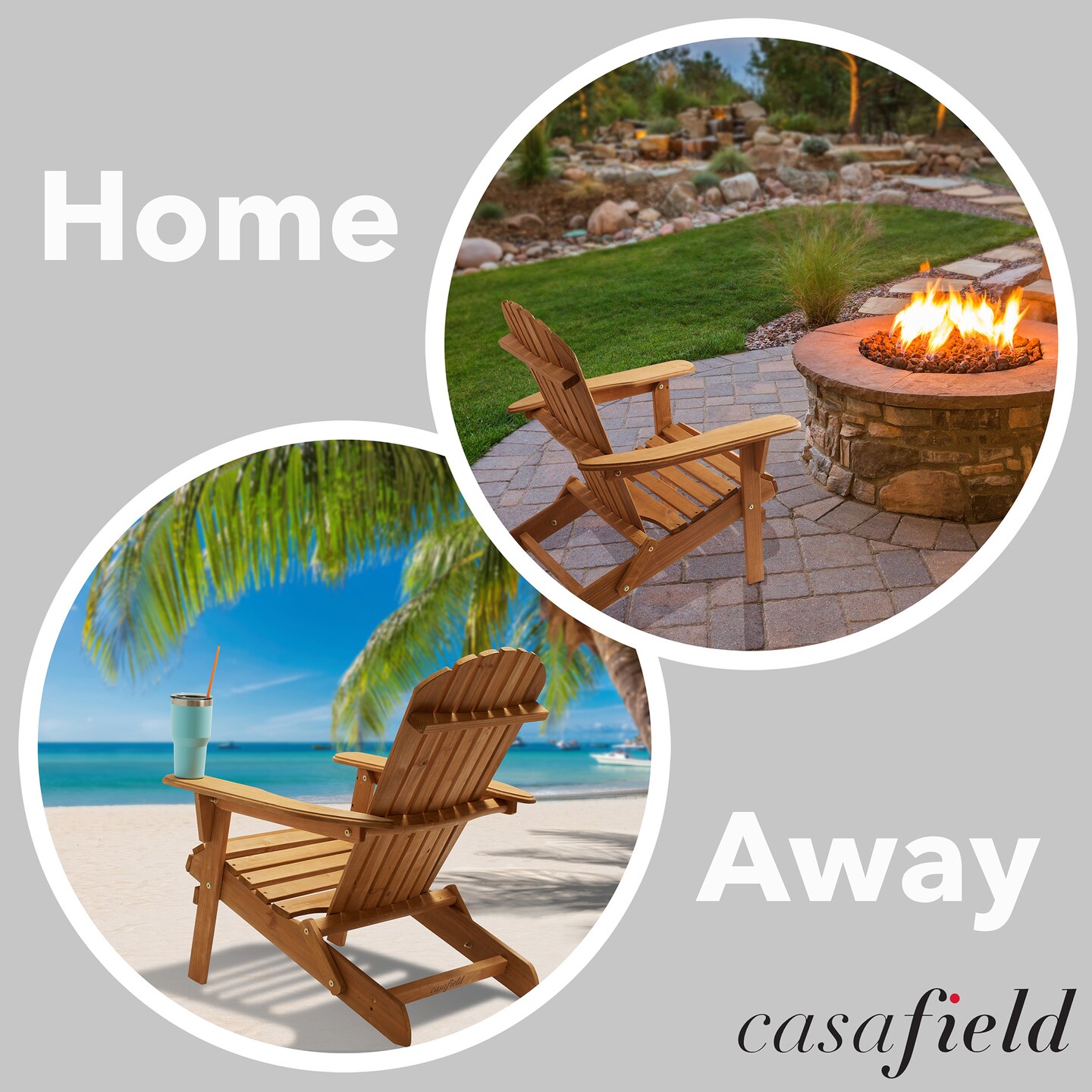 Casafield Folding Adirondack Chair, Cedar Wood Outdoor Fire Pit Lounge Chairs for Patio, Deck, Yard, Lawn and Garden Seating, Partially Pre-Assembled