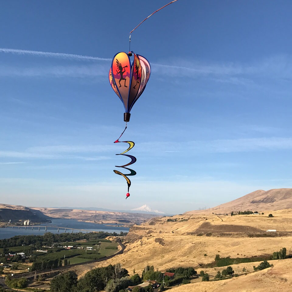 In the Breeze Kokopelli 6-Panel Kinetic Hot Air Balloon Wind Spinner