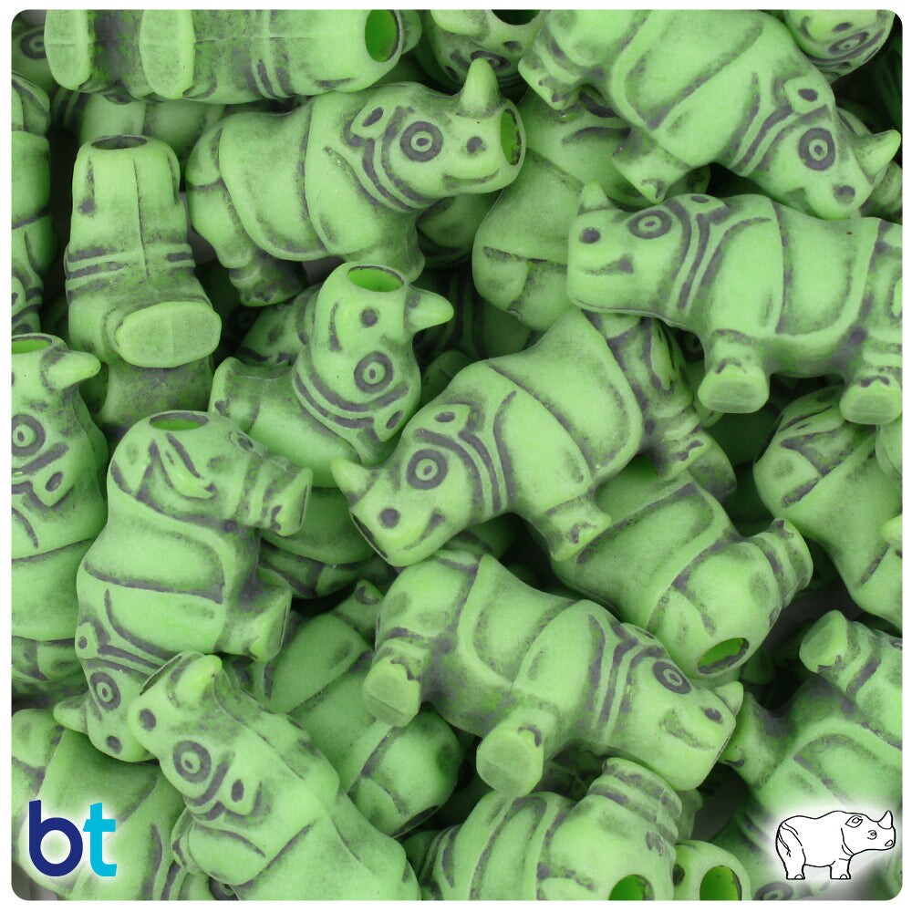 BeadTin Lime Antique 25mm Rhino Plastic Pony Beads (24pcs)