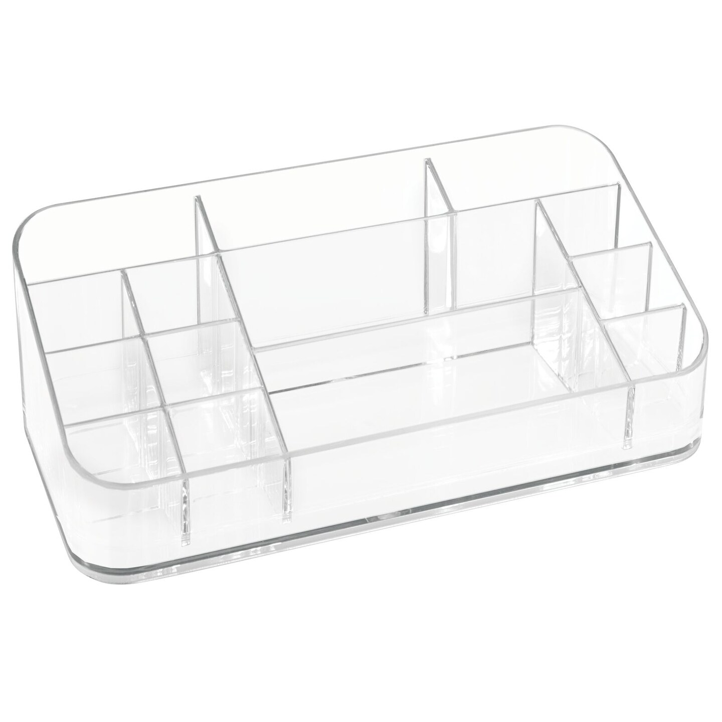 mDesign Plastic Home, Office Storage Bin, Divided Desk Organizer - Clear