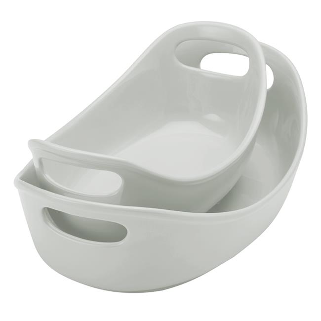 Rachael Ray  Ceramics Bubble &#x26; Brown Oval Baker Set, 2 Piece - Light Sea Salt Gray