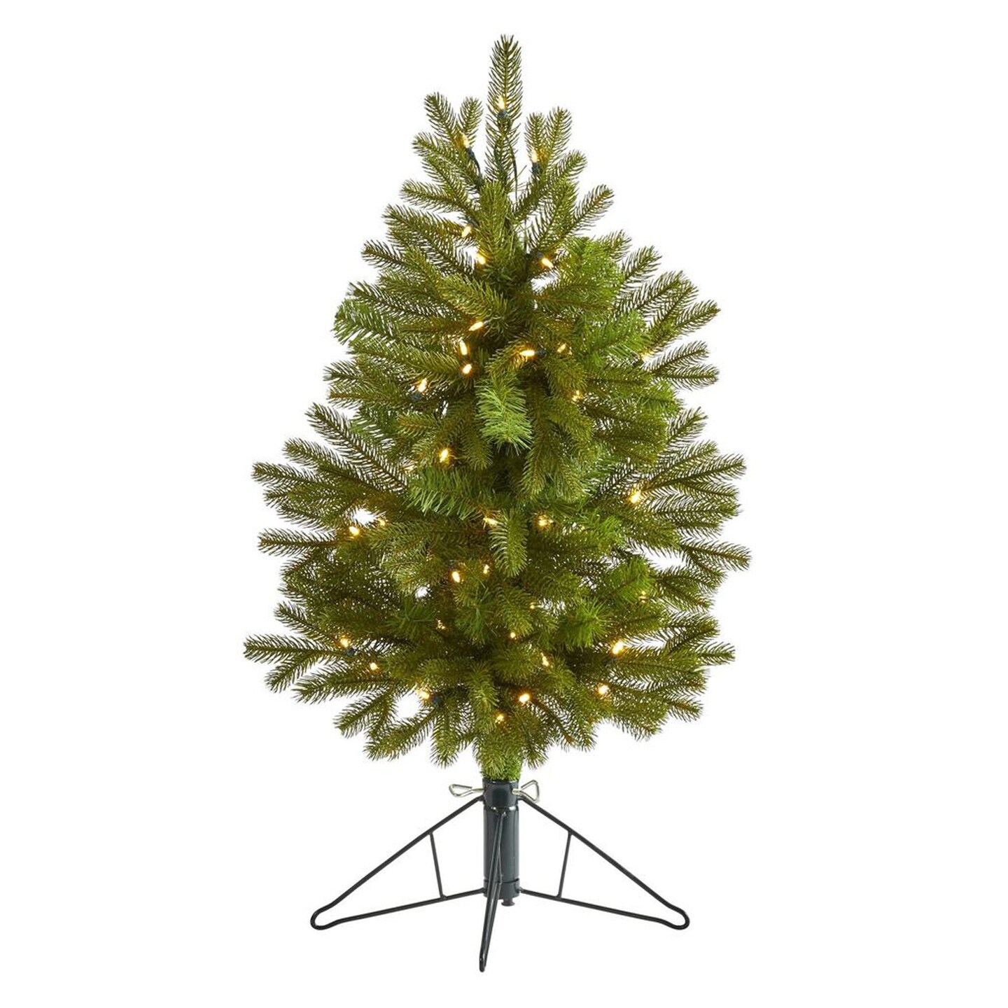 Nearly Natural 3&#x27; Cambridge Spruce Flat Back Artificial Christmas Tree with 50 Warm White (Multifunction) LED Lights and 113 Bendable Branches