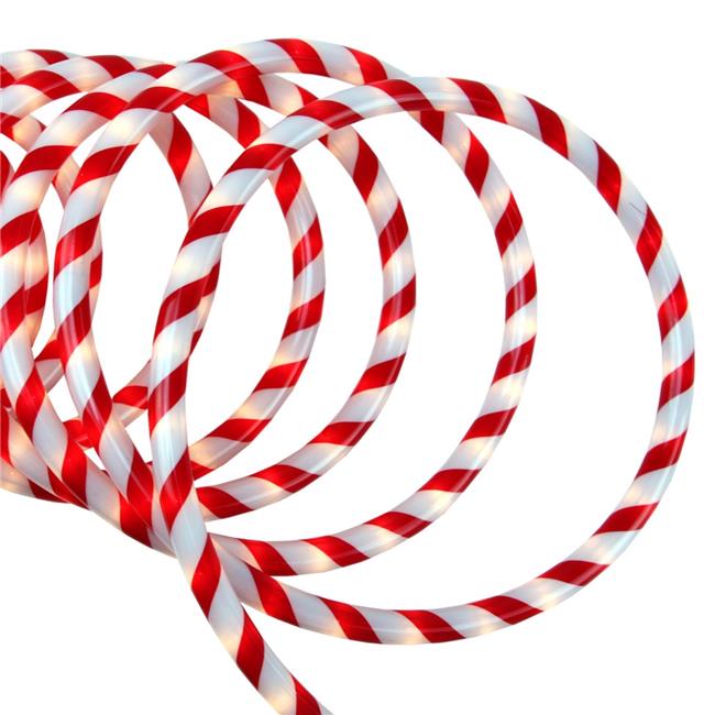 Northlight  18 ft. Red &#x26; White Candy Cane Stripe Indoor &#x26; Outdoor Christmas Rope Lights