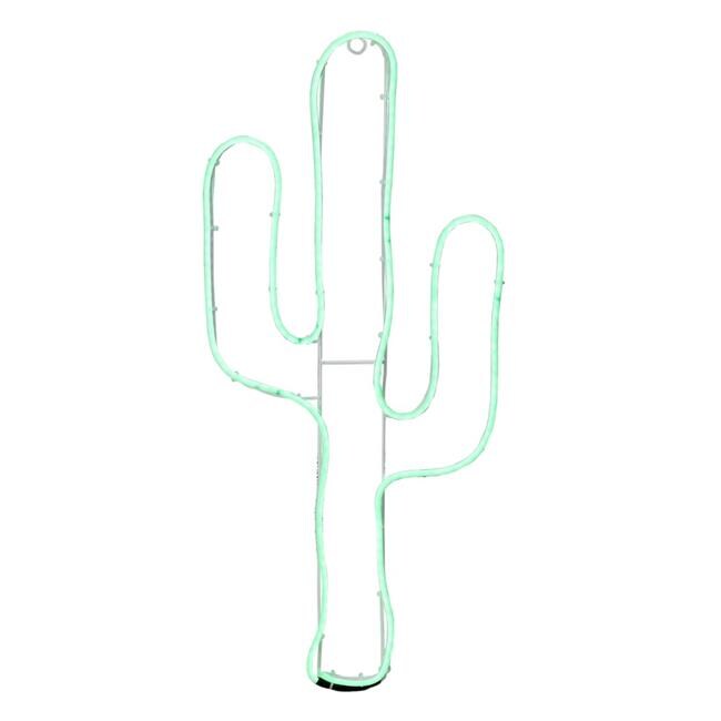 Northlight  24.5 in. Neon Style LED Lighted Green Cactus Window Silhouette Decoration
