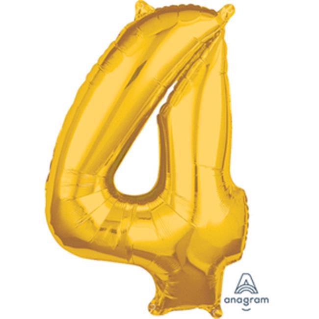 Anagram 26 in. Number 4 Helium Balloon - Gold