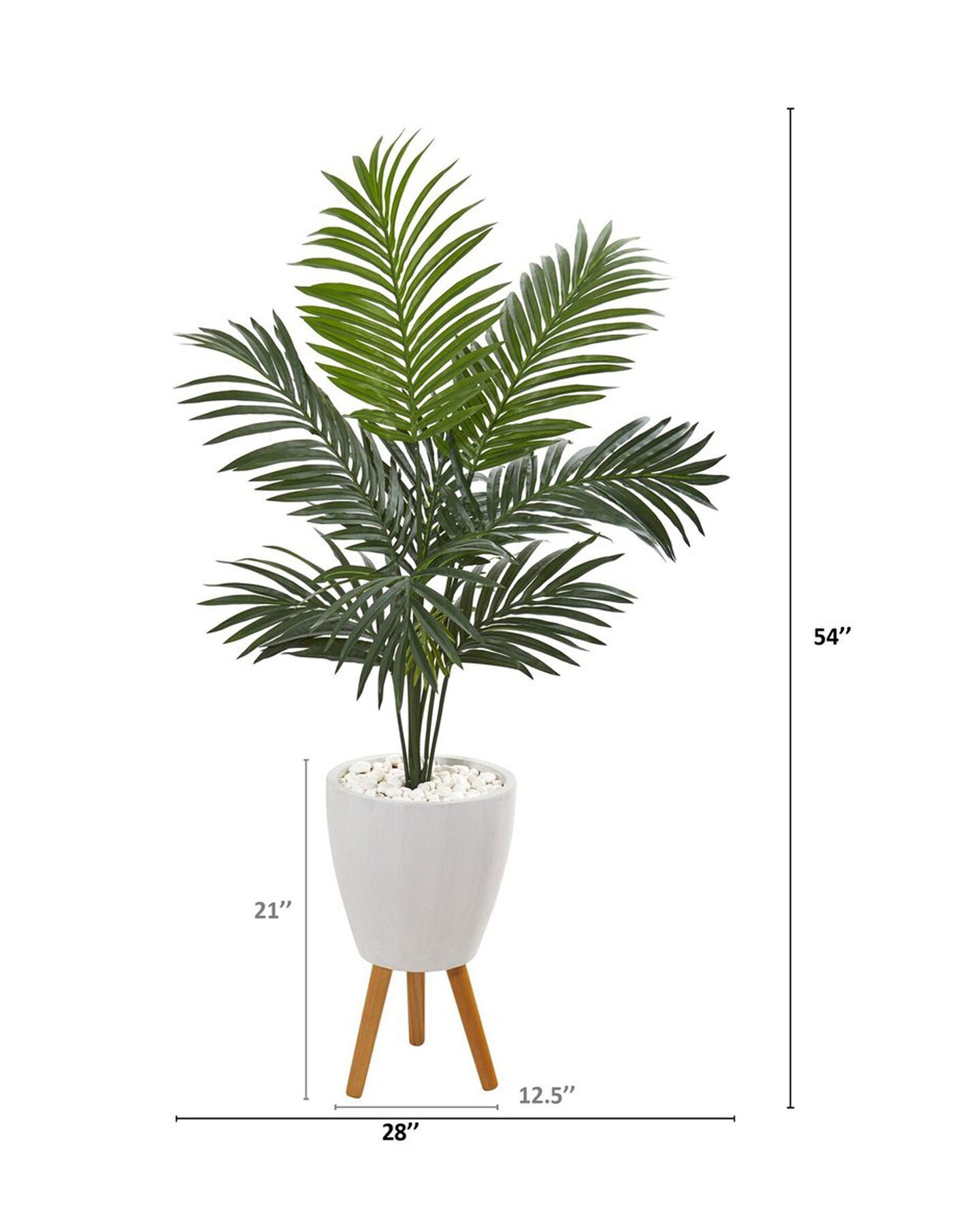 Nearly Natural 4.5' Kentia Artificial Palm Tree in White Planter with Legs