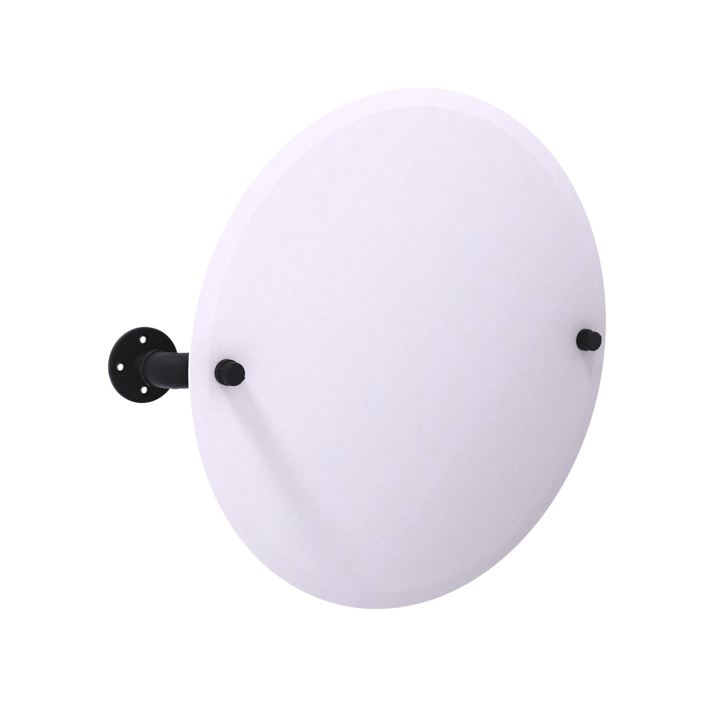 Pipeline Collection Frameless Round Wall Mounted Tilt Mirror - Matte Black