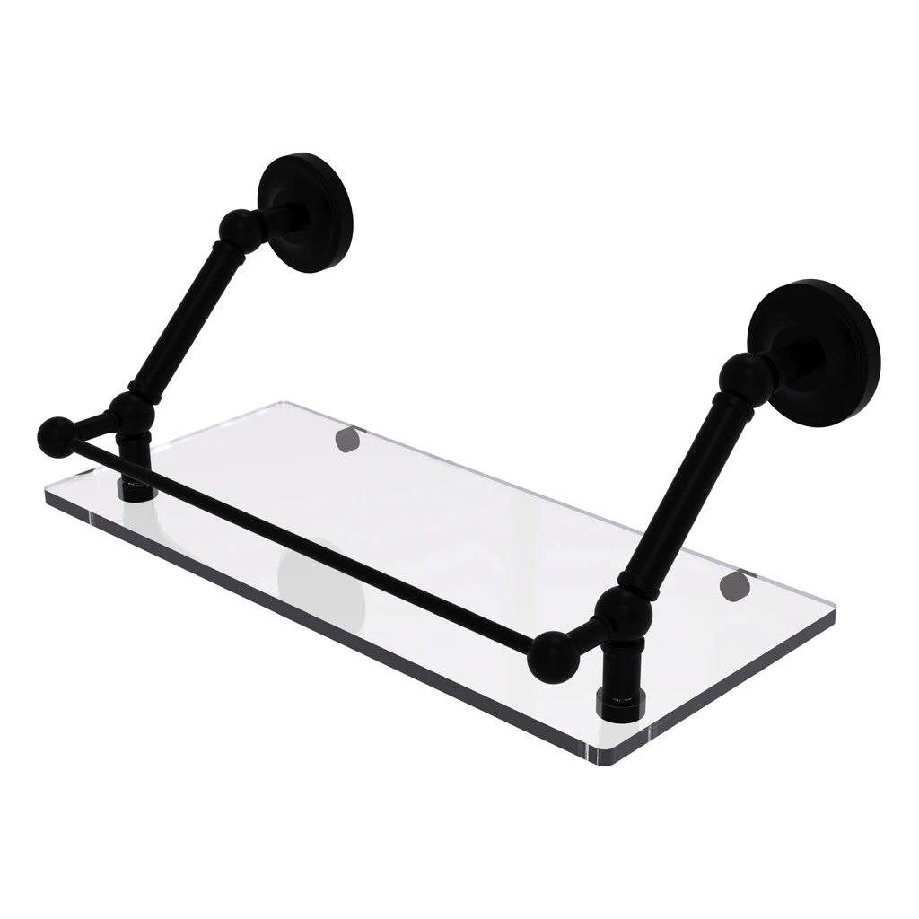 Prestige Regal 30 in. Floating Glass Shelf with Gallery Rail in Matte Black Prestige Regal 30 in. Floating Glass Shelf with Gallery Rail in Matte Black