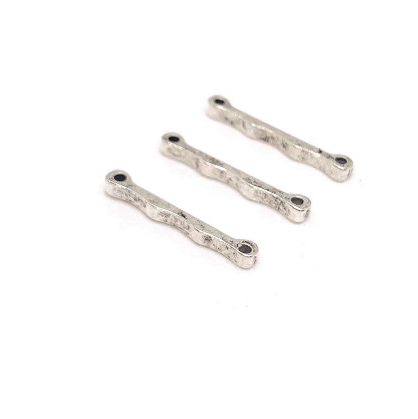 4, 20 or 50 Pieces: Silver Toned 19x3mm Decorative Bar Connectors